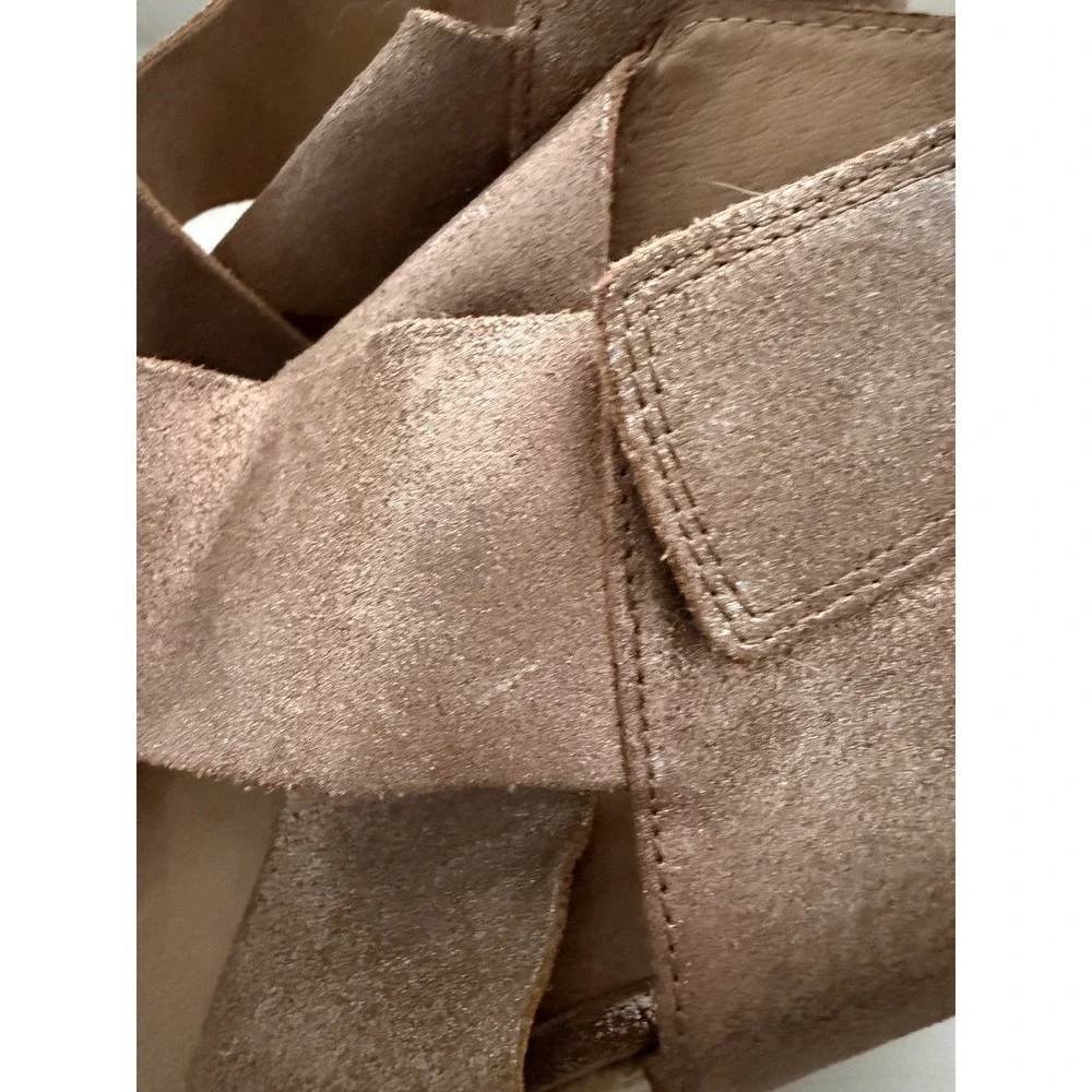 Eileen Fisher Willow Metallic Bronze Suede Jute Espadrille Wedge Sandals 8.5